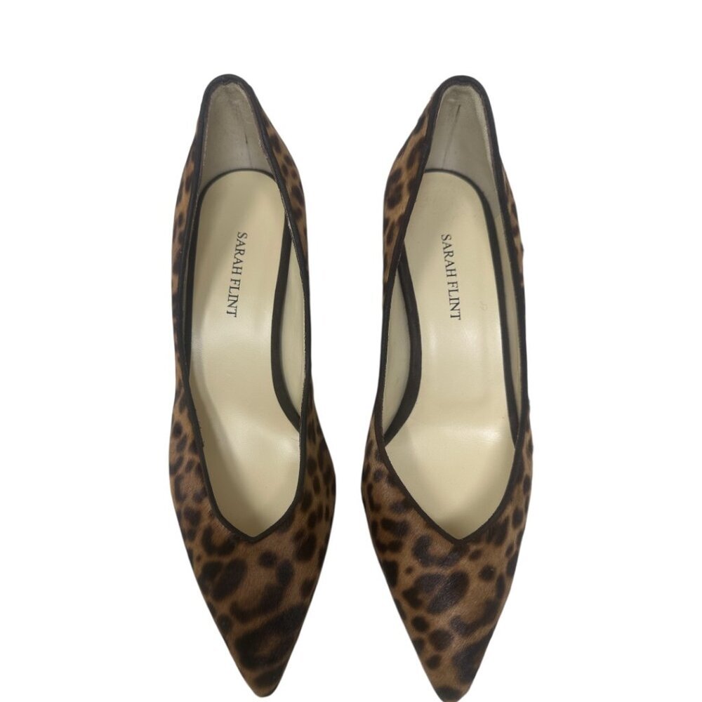New Sarah Flint Perfect Emma Chocolate Leopard Haircalf Pointed Toe 50mm Pumps 8 - Picture 5 of 15